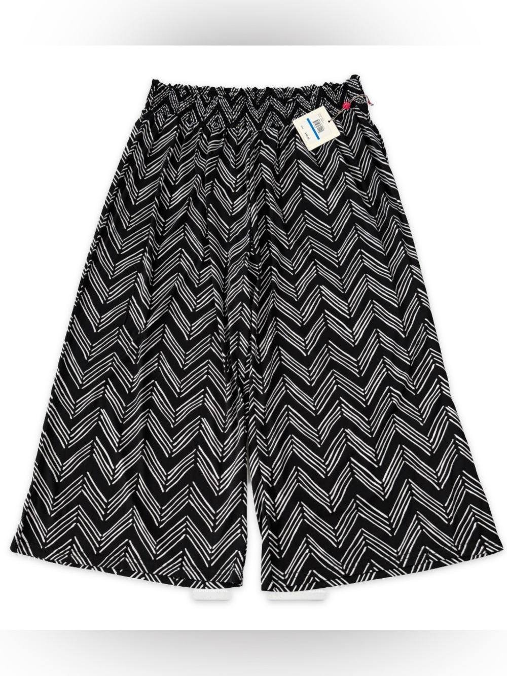 Rafaella Wide Leg Crop Pants Womens XL Classic Black and White Chevron Pattern